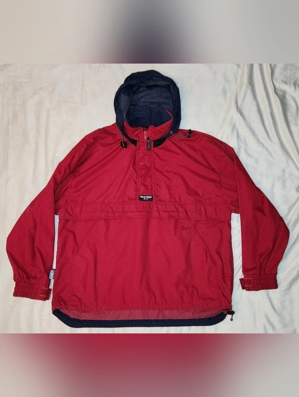 Vintage Chaps Ralph Lauren Jacket Mens Medium Red Quarter Zip Windbreaker RL Log